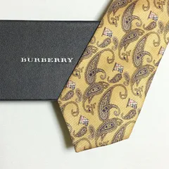 未使用級 バーバリー BURBERRY ネクタイ シルク100% オレンジ系 ペーズリー柄 2511-359