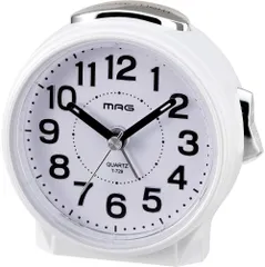 MAG(マグ) 目覚まし時計 置き時計 アナログ 静音 連続秒針 電子音 アラーム スヌーズ ライト ホワイト ブルーブライト T-729 WH-Z ノア精密