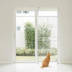 ペットゲート 高さ調節205～285cm 突っ張り式 スチール製 ホワイト 猫 犬 脱走防止 柵 フェンス ドア付き 1年保証付きのサムネイル