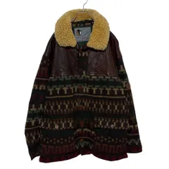 【Peak Performance】 マルタ製 ユーロヴィンテージ ボア襟 ネイティブ柄ジャケット S-3582