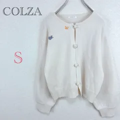 コルザ♡COLZA【S】ニットカーディガン　刺繍　花柄　猫 Uネック 羽織　セーター