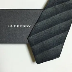 未使用級 バーバリー ブラックレーベル BURBERRY BLACK LABEL ネクタイ シルク100% グレー / ブラック ストライプ 2511-369