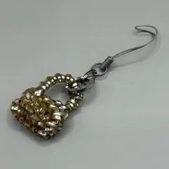 美品　ANTEPRIMA アンテプリマ　ストラップ　キーホルダー　バッグチャーム　ワイヤーバッグ　編み込み　イントレ　ロゴ　ゴールドカラー　シルバーカラー