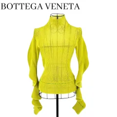 ボッテガヴェネタ ギャザーハイネックリブニット シルク 高級 ライトグリーン S ボッテガヴェネタ ギャザーハイネックリブニット シルク 高級 ライト