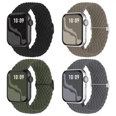 【4枚入り】Suitisbest コンパチブル アップルウォッチ バンド 編み込み 42mm 41mm 40mm 38mm Apple Watch ナイロンバンド 伸縮性 ゴム アップルウォッチ スポーツベルト Series 11 10 9 8 7 6 5 4