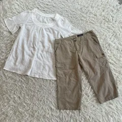 【まとめ売り】EAST BOY （イーストボーイ） セット商品 コットン混 半袖シャツ ブラウス ハーフパンツ カーゴパンツ 2点セット Lサイズ