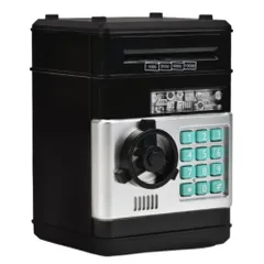 貯金箱 貯金 ダイヤルロック ATM 金庫 鍵付き おもしろ (ブラック)