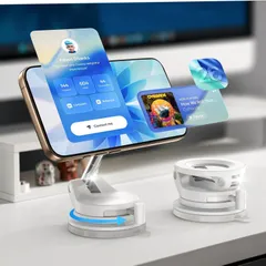 LISEN Magsafe スマホホルダー真空吸盤+ネイルを保護する車載スマホホルダー 安定性拔群 マグネットスマホスタンド 便利グッズ，生活の質を向上させる ，キッチン、バスルーム、デスク、滑らかな壁など、ビデオを見る，Vlog撮影、レシピ閲覧 iPho…