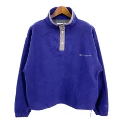 Champion チャンピオン ハーフスナップ フリース プルオーバージャケット ブルー (メンズ L) 中古 古着 S8155
