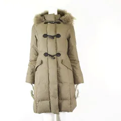 ロペ ROPE ダッフル ダウンコート ダウンジャケット ラクーンファー フード 毛皮 ジップアップ M 9 ベージュ