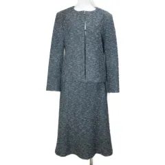 セオリーリュクス theory luxe RELIX.TWEED LUCILE ツイード セットアップ スーツ ノーカラージャケット フレアスカート ひざ丈 040 L相当 紺 ネイビー /Xのサムネイル
