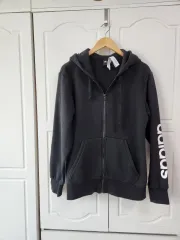 アディダス ブラック 起毛 ジップアップパーカー M