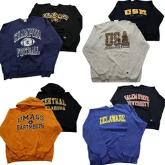 古着卸 まとめ売り チャンピオン Champion カレッジ風 スウェット 8枚セット (メンズ M /L ) チームロゴ 三段ロゴ 中古 古着 NB8294