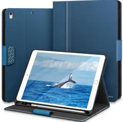 ★KingBlanc iPad Air 3 ケース 2019・iPad Pro 10.5 インチ 2017モデル ケース 手帳型 ペンシル収納 オートスリープ/スタンド機能 傷つけ防止 高級PUレザー製 全面保護 ペンホルダー付き カバー, ブルー