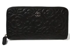シャネル 財布 CHANEL 長財布/ラウンドファスナー カメリア A50085 ダークネイビー【中古】