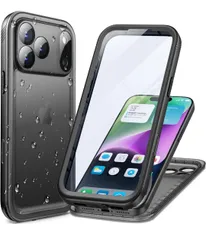 ★Cozycase トップクラス iPhone 17 pro用 防水ケース 米軍IP68完全防水防塵 2m耐衝撃 落下全面保護 iphone17pro 携帯ケース 360度フルカバー強化両面前後頑丈ハード 工事 風呂水中撮影「6.3インチ-黒」