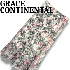 GRACE CONTINENTAL グレースコンチネンタル 花柄フレアロングスカート マルチカラー アイボリー ピンク グレー ブルー 36 S相当 刺繍 裏地あり ポリエステル 上品 レディース 美品 春夏 001231H