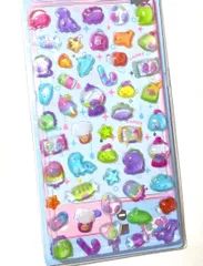 立体 シール 凹まない 恐竜 と キャンディ　ドロップ　ステッカー 蓄光 タイプ❣️ シール帳 デコレーション 平成 女児 レトロ お正月　お年玉 プレゼント　ボンボン ダイナソー スイーツ　お菓子 がかわいい