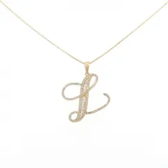 K18YG イニシャルL ダイヤモンド ネックレス 0.50CT