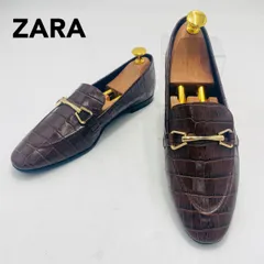 ZARA ビットローファー クロコ型押し 36 ブラウン レディース ザラ フェイクレザー hws02395