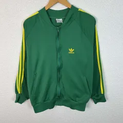 90s adidas アディダス トラックジャケット ジャージ ロゴ刺繍 グリーン Lサイズ メンズ 古着 スポーツMIX　ストリート