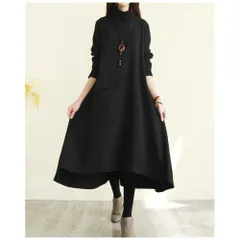 ☆ ブラック ☆ XL ☆ ワンピース レディース 秋冬 ロング 長袖 ワンピース レディース 秋冬 長袖 ワンピ ロング ロング丈 レディースワンピース レディースワンピ ロングワンピ ロングワンピース タートルネック シンプル 無地 マキシワンピース