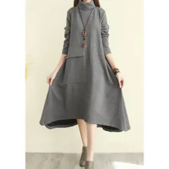 ☆ グレー ☆ XL ☆ ワンピース レディース 秋冬 ロング 長袖 ワンピース レディース 秋冬 長袖 ワンピ ロング ロング丈 レディースワンピース レディースワンピ ロングワンピ ロングワンピース タートルネック シンプル 無地 マキシワンピース