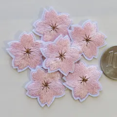 【6枚セット】桜 刺繍 アイロン ワッペン アップリケ 和風 レトロ ミニ
