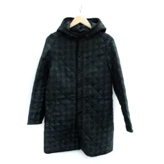 アーバンリサーチ ドアーズ URBAN RESEARCH DOORS キルティングコート ロング丈 フード付き チェック柄 ONE マルチカラー モスグリーン 紺 ネイビー /SM7