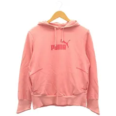 古着 レディースL PUMA/プーマ スウェットプルパーカー スポーツウェア カジュアル フード ピンク 801595 gl00493