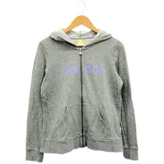 古着 レディースL adidas neo/アディダスネオ スウェットジップパーカー スポーツウェア カジュアル フード グレー/パープル O36925 gl00496