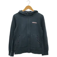 古着 レディースL adidas neo/アディダスネオ スウェットジップパーカー スポーツウェア カジュアル フード ブラック/ピンク 253654 gl00499