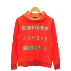 古着 レディースLG UNDER ARMOUR/アンダーアーマー 裏フリース スウェットプルパーカー スポーツウェア フード オレンジ/シルバー 1321142 gl00505