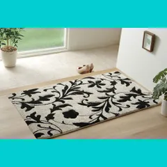 【在庫処分】ネム ブラック 単品 約50×80cm 厚み 約15mm ウィルトン トルコ製 へたりにくい ラグ 耐久性 弾力性 マット 抗菌防臭 消臭 エレガント 選べる カービング 加工 玄関 洗濯不可 おしゃれ イケヒコ ふわふわ #13113200317