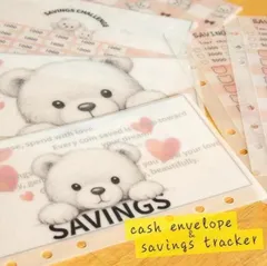 A6バインダー saving　貯金　リフィル　HE-7　savings challenge 家計管理　韓国　家計簿　くま