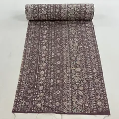 反物 秀品 小紋 草花 幾何学模様 灰紫 正絹 【中古】