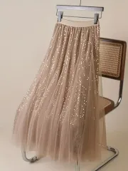 (新品) スパンコール ロング チュール スカート