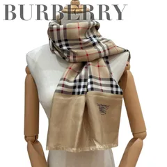 ☆★バーバリー　BURBERRY★ストール　ショール　スカーフ　ノバチェック　ベージュ　絹　シルク　ロゴ★　♯1888