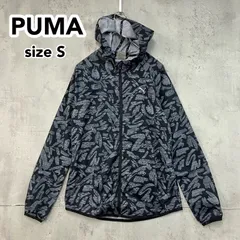PUMA プーマ ランニングジャケット XS/TP 黒×グレー 総柄 フード付き ウィンドブレーカー レディース 軽量 ジョギング 撥水性抜群 ベトナム製 ★ ■◇