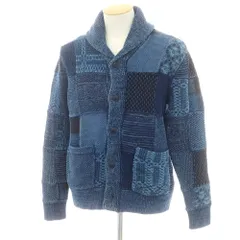 【中古】ダブルアールエル RRL DOUBLE RL コットンリネン パッチワーク ショールカラーカーディガン ネイビー【サイズS】【メンズ】