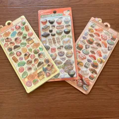 ボンボンドロップシール　ぷくぷくシール　3枚セット　食べ物　ご飯　和菓子　居酒屋　お寿司　クリスマス　プレゼント　シール交換　シール帳