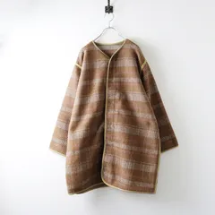 ピルグリム サーフ+サプライ Pilgrim Surf+Supply チェックニットノーカラーコート 0/S＼ベージュ ロング ジャケット【2400014701081】のサムネイル