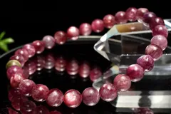 【１点物】雲母の輝き ピンクトルマリンインレピドライト　6mm　ブレスレット パワーストーン 天然石 _MC1677