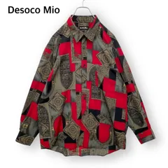 ヴィンテージ 1点物 昭和レトロ スカーフ ローマ風 バロック 長袖シャツ 柄シャツ Ｌサイズ 総柄 メンズ