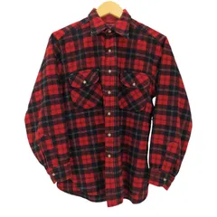 ペンドルトン PENDLETON 70S USA製 PURE VIRGIN WOOL バージンウール 襟芯 両フラップ タータンチェック L/S シャツ メンズ import：M 
