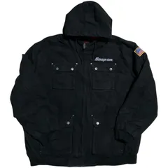 星条旗 ワッペン ワークジャケット アクティブジャケット スナップオン ジップアップ ワークウェア ブラック アウター メンズ 古着 長袖