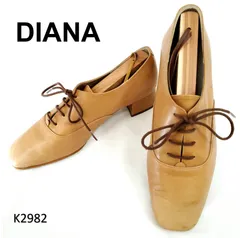 ダイアナ　ヒールローファー　スクエアトゥ　本革　レザー　24cm　ブラウン