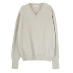 バランタイン BALLANTYNE イタリア製 カシミヤ100％ Vネック ニット ライトグレー系【中古】