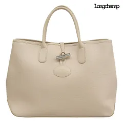 超美品 ロンシャン Longchamp アイコンアイテム ロゾ M ソフトグレインレザー トートバッグ ハンドバッグ ピンクベージュ レディース オフィス 旅