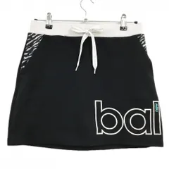 【美品】ニューバランスゴルフ スカート 黒×白 一部ゼブラ柄調 裏微起毛 ウエストゴム＆調節紐 レディース 2(L) ゴルフウェア New Balance